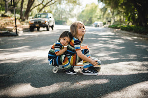 Kids multi stripe knit tee and matching sweatpants. 