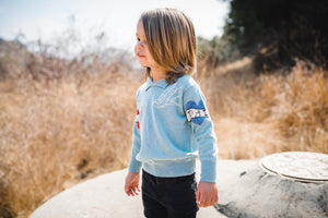 Kids chambray blue sailor sweater with collar. 