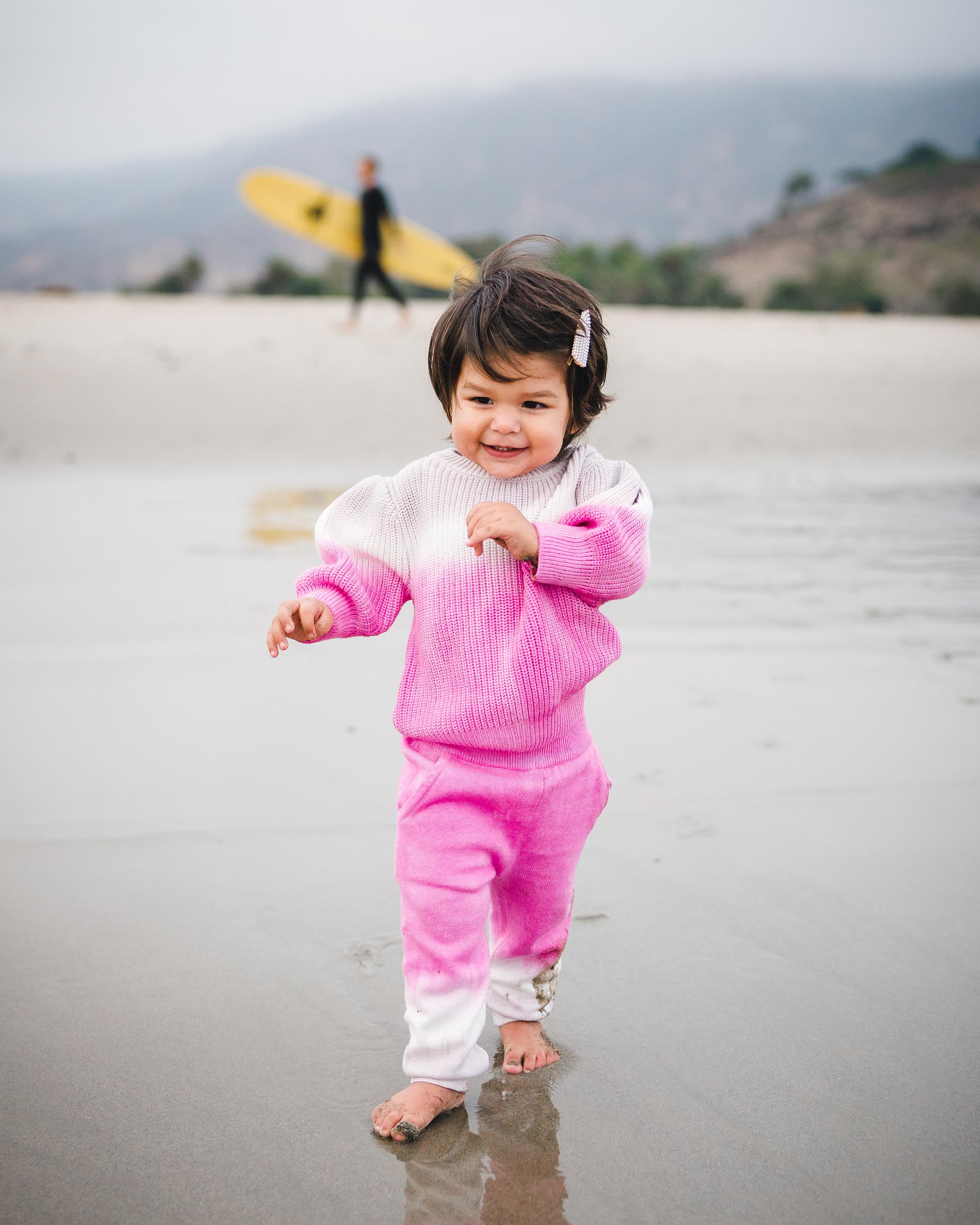 Kids pink dip dye sweater and matching sweatpants. 