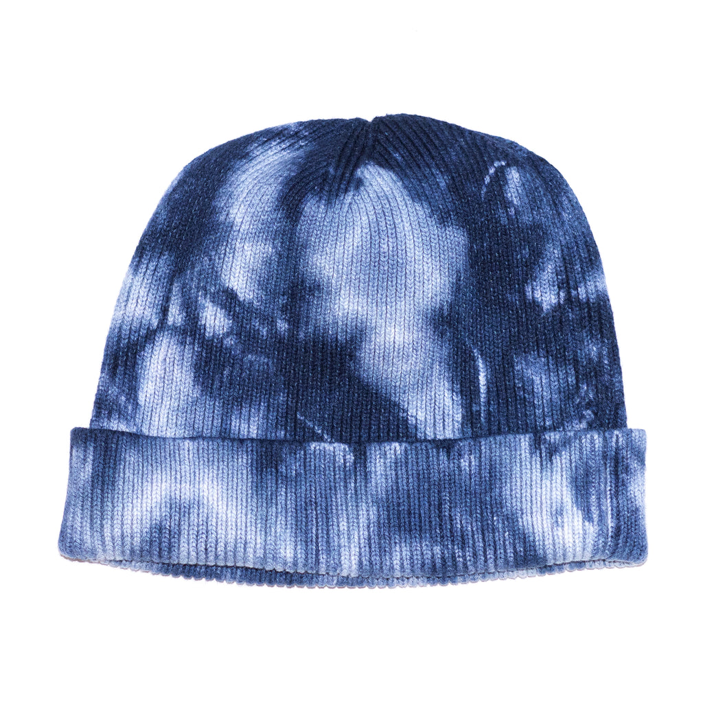 Kids indigo blue tie dye beanie hat. 