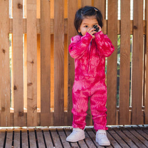 Kids fuchsia pink tie dye onesie. 