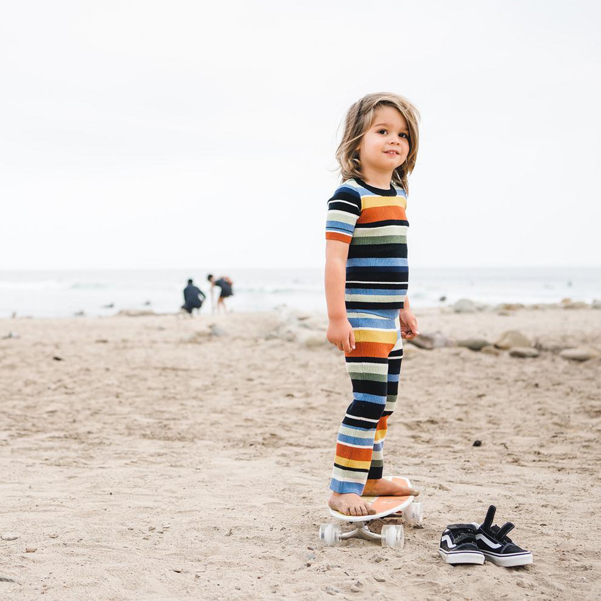 Kids multi stripe knit tee and matching sweatpants. 